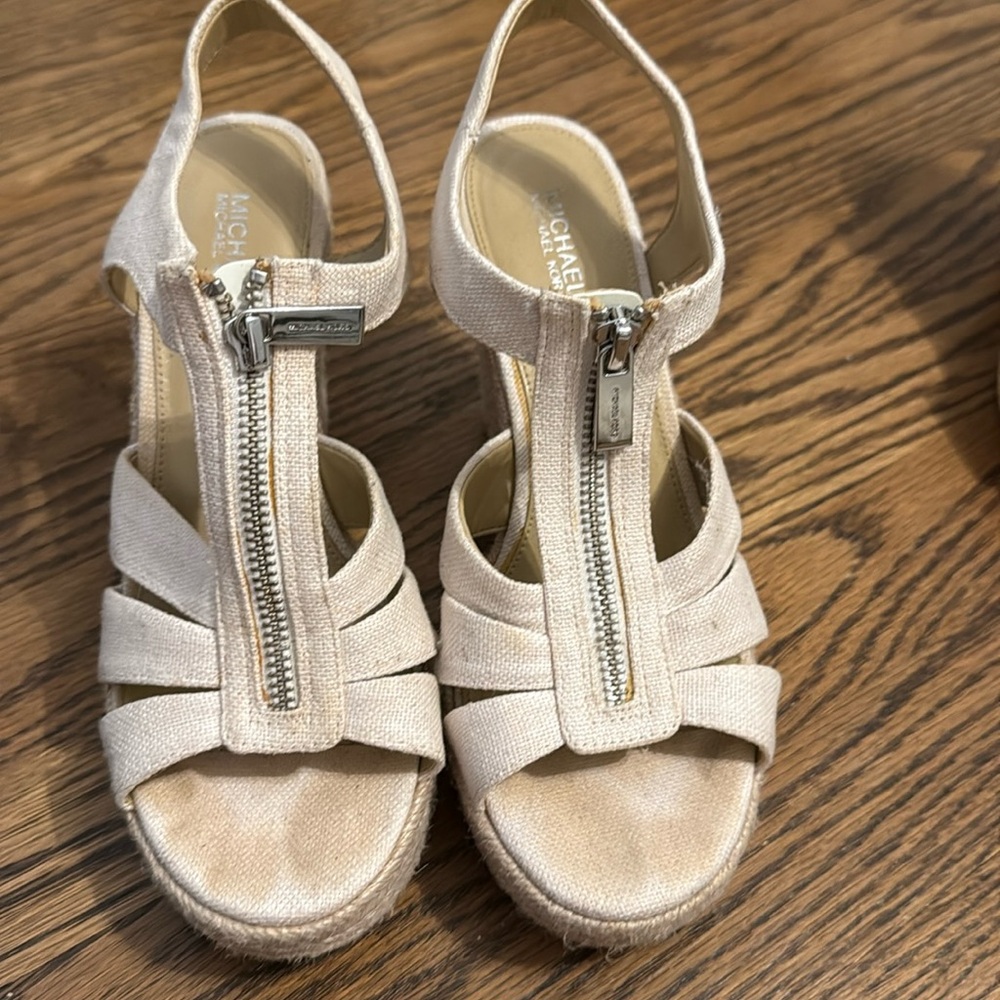 Michael kors zip up open toe wedge sandal heel